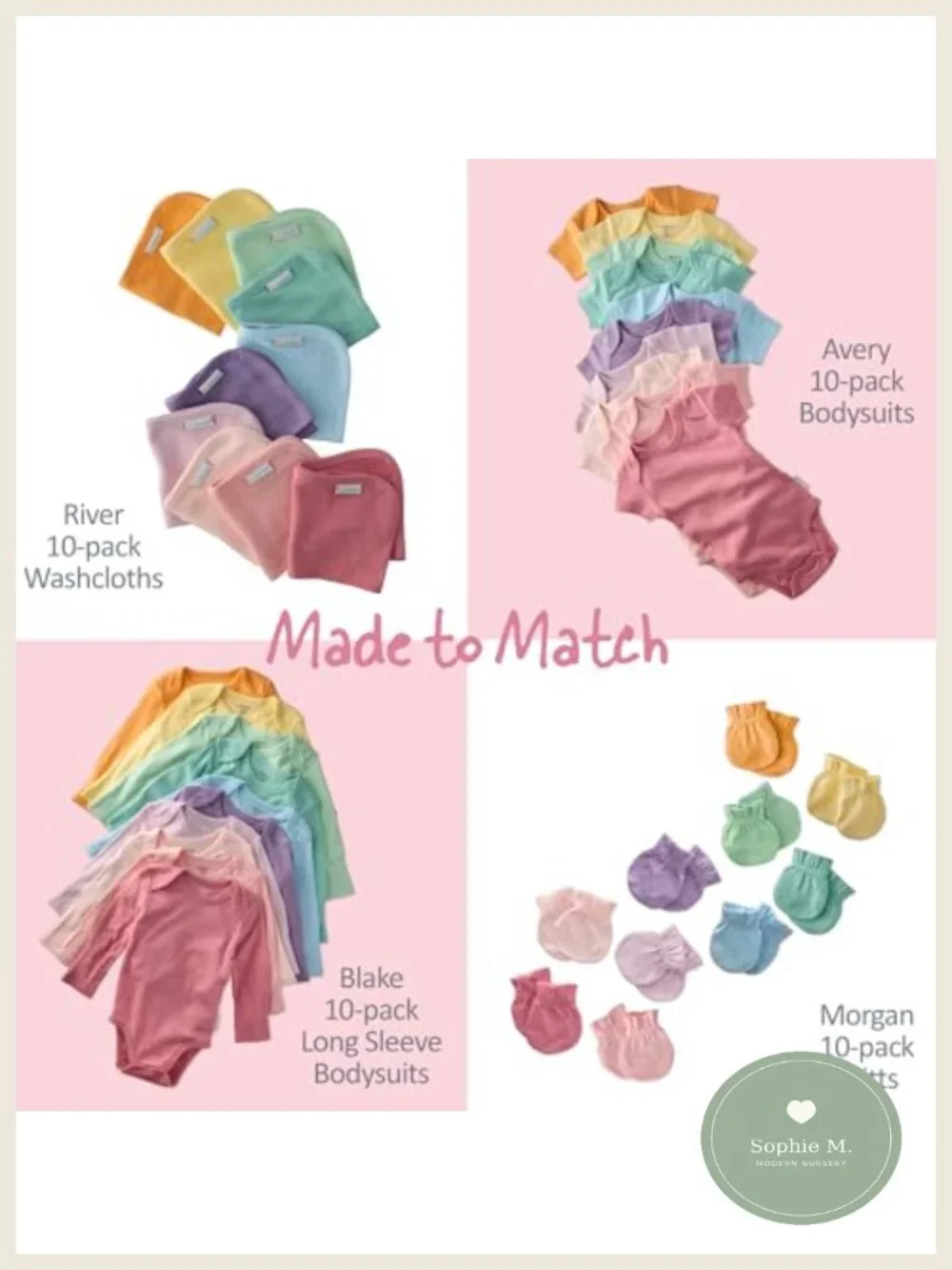 Organic Cotton Baby Beanie Hats 10-Pack Newborn Infant Boys Girls
